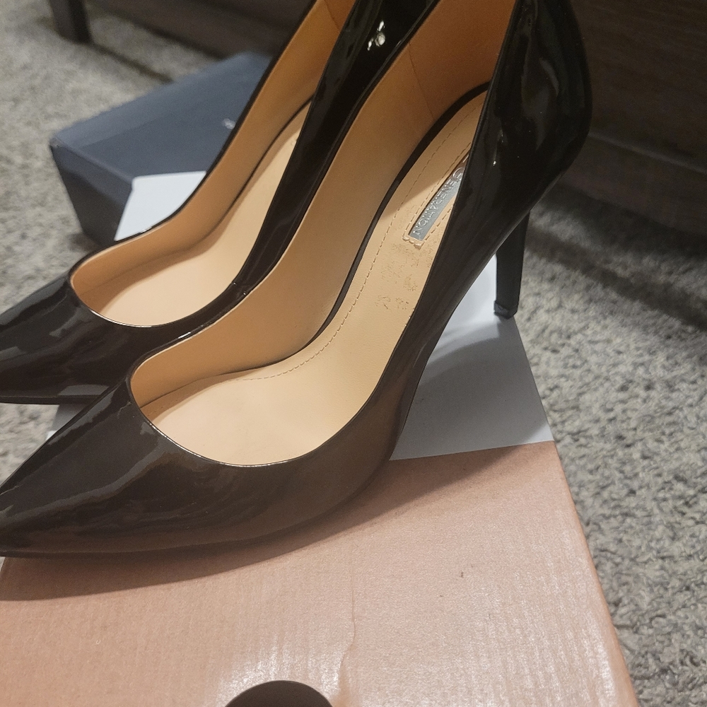 BCBG patent heels